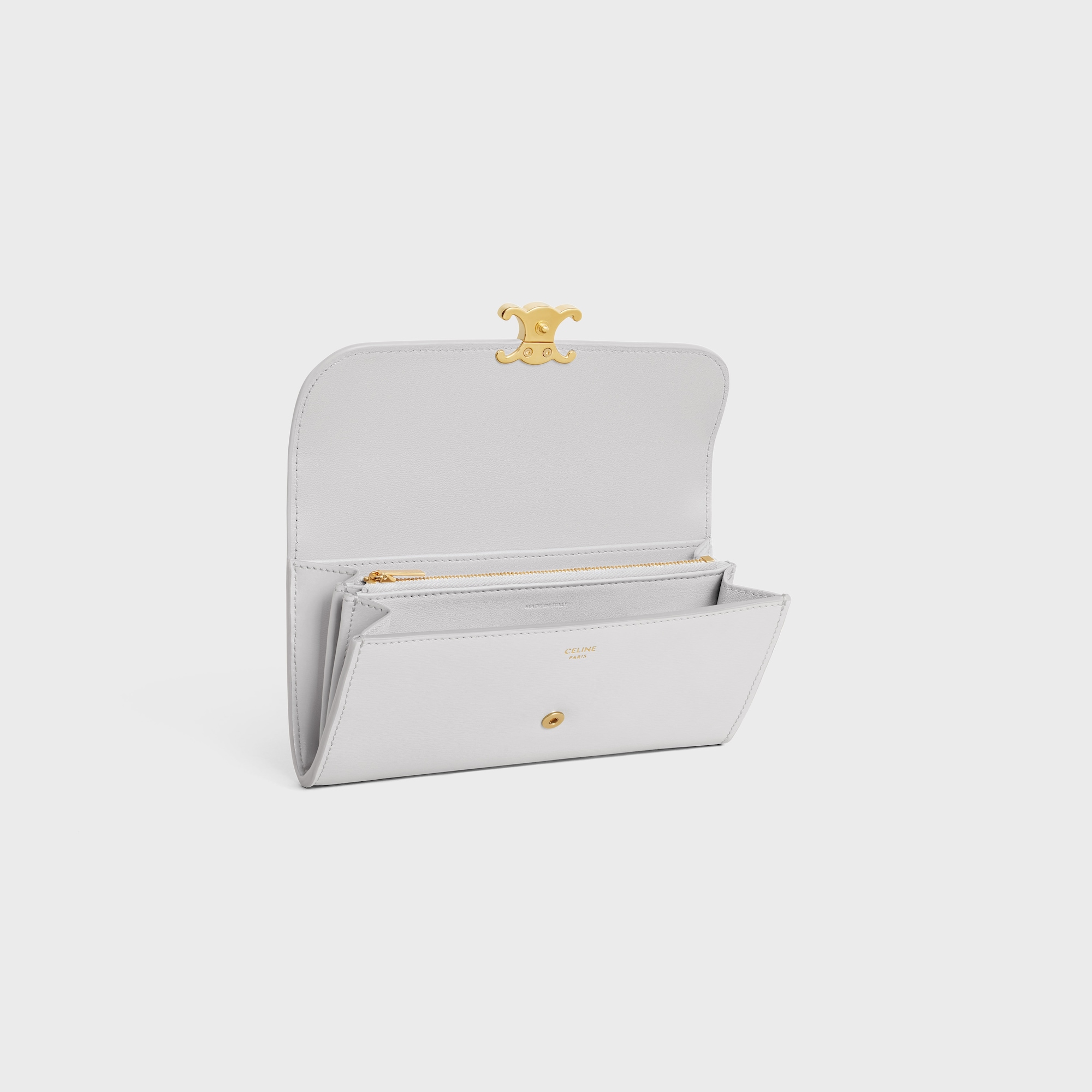 Replicate LARGE WALLET TRIOMPHE IN SHINY CALFSKIN CLOUDY GREY(1:1 replica)