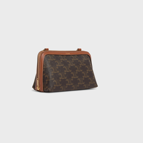 Replicate CLUTCH WITH CHAIN IN TRIOMPHE CANVAS AND LAMBSKIN TAN(1:1 replica)