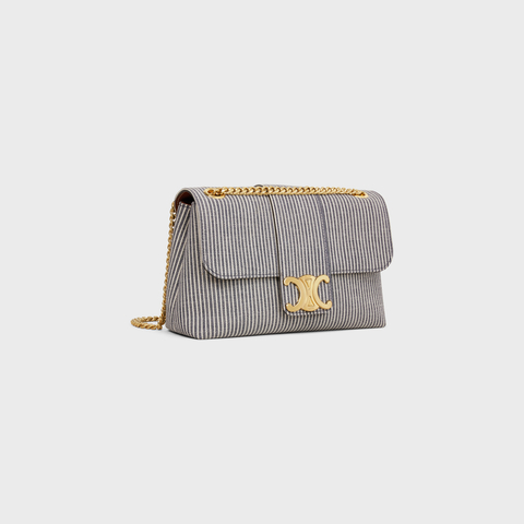 Replicate MEDIUM CELINE VICTOIRE BAG IN STRIPED TEXTILE NAVY BLUE(1:1 replica)