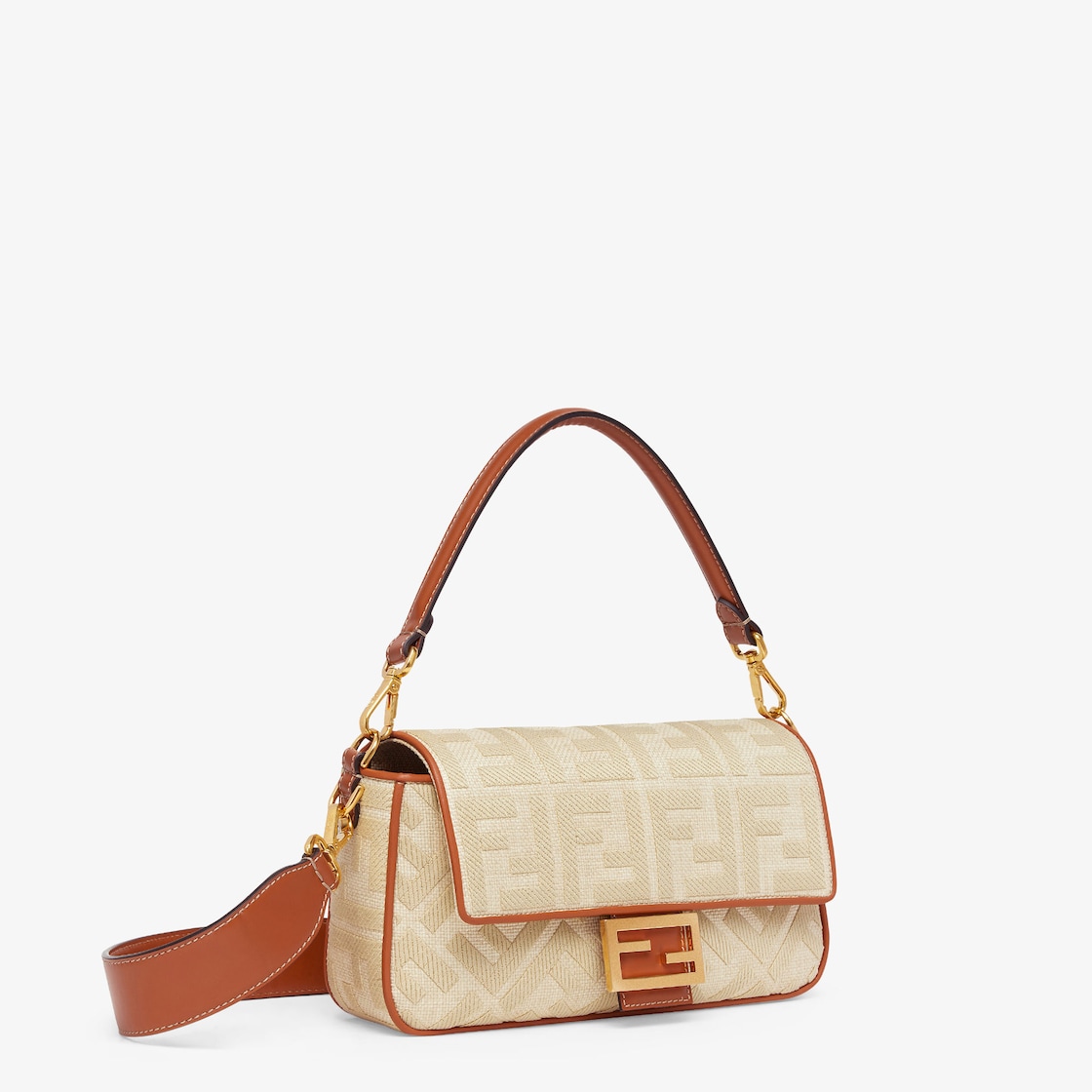 Replicate Baguette Natural Straw Bag With FF Embroidery(1:1 replica)
