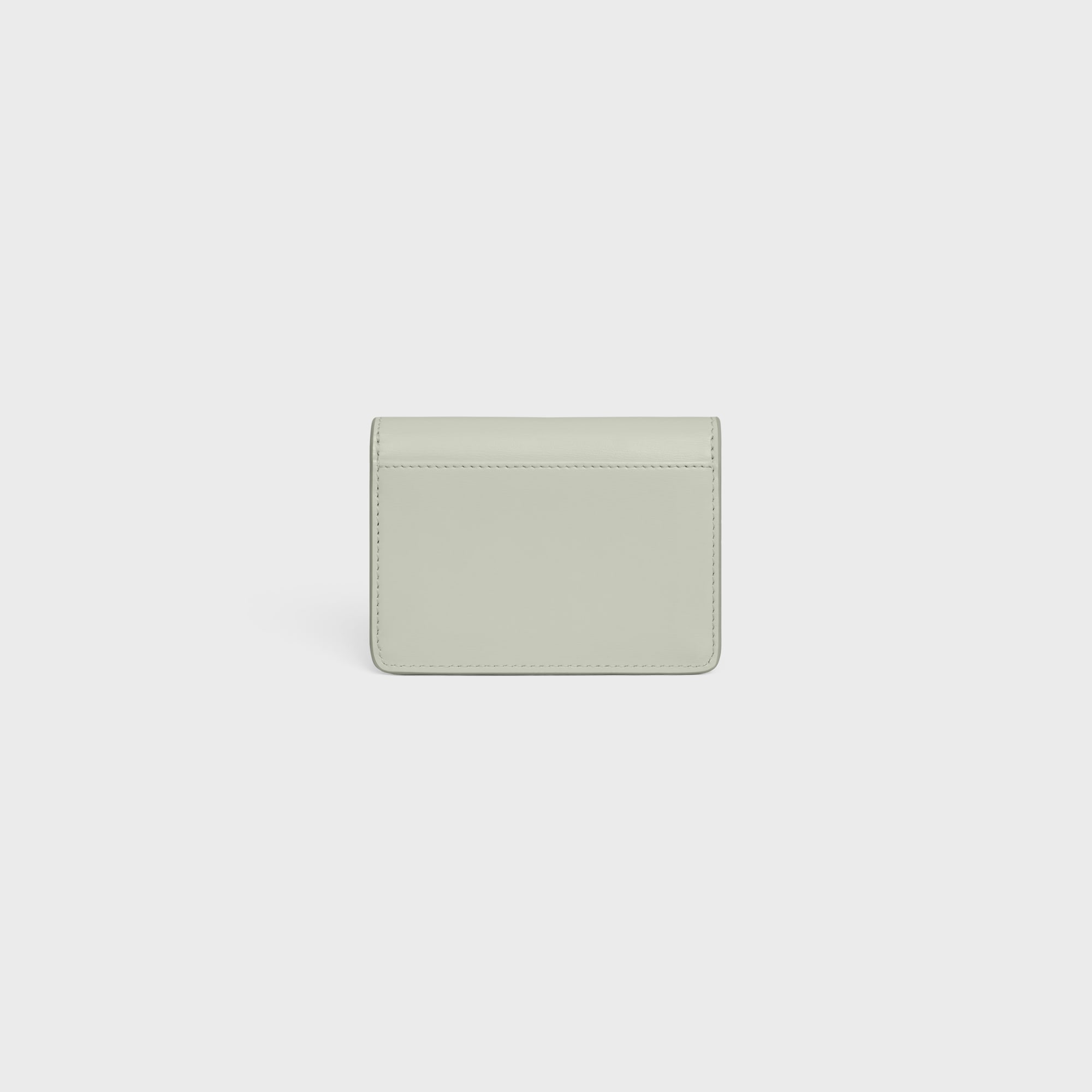 Replicate CARD HOLDER WITH FLAP TRIOMPHE IN SHINY CALFSKIN LIGHT CLAY(1:1 replica)