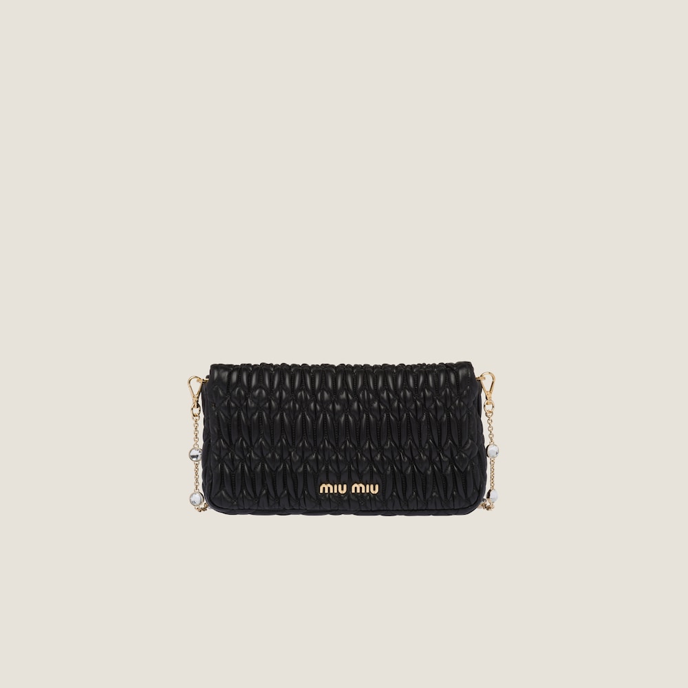 Replicate Miu Crystal Cloqué Nappa leather bag(1:1 replica)
