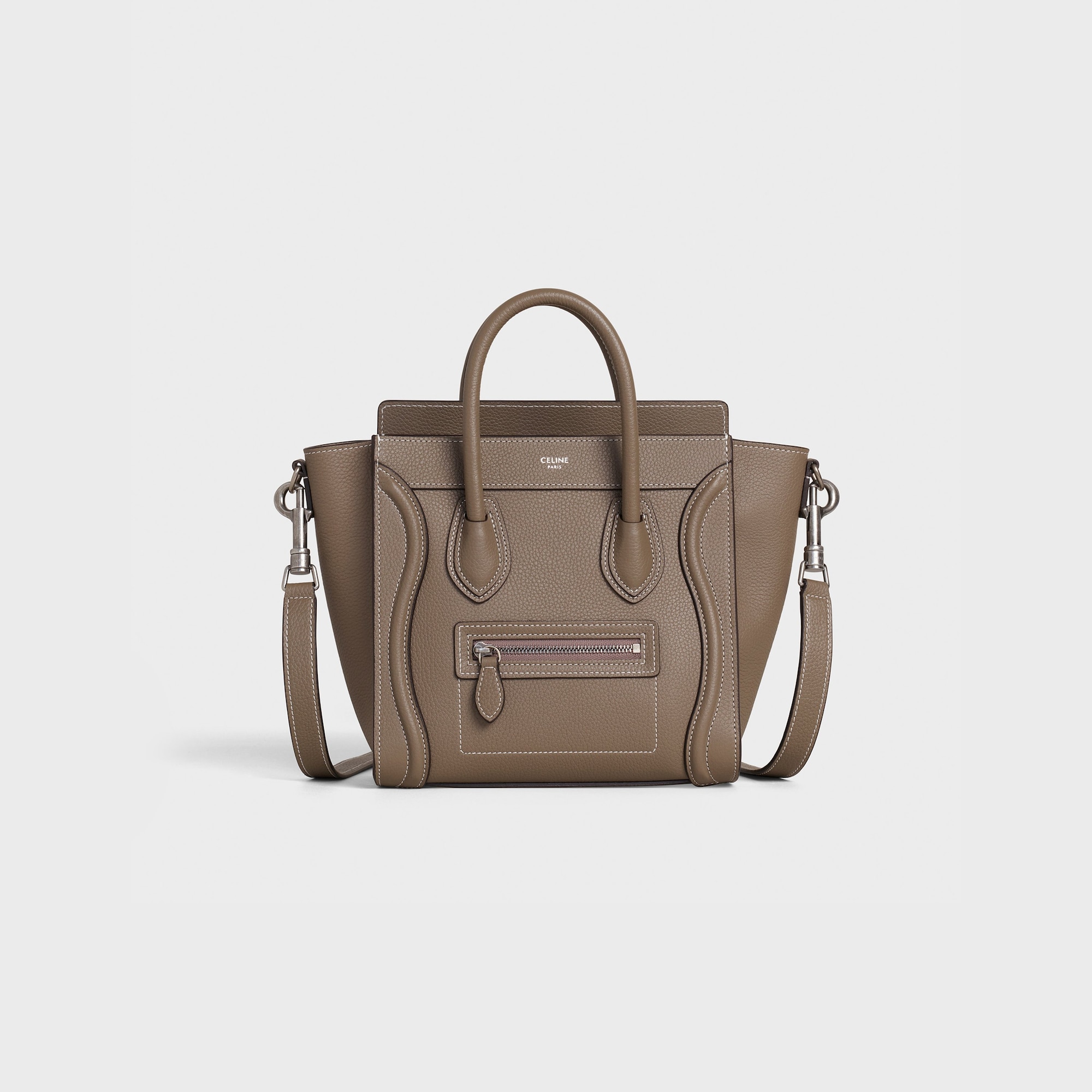 Replicate NANO LUGGAGE BAG IN BABY DRUNMED CALFSKIN SOURIS(1:1 replica)