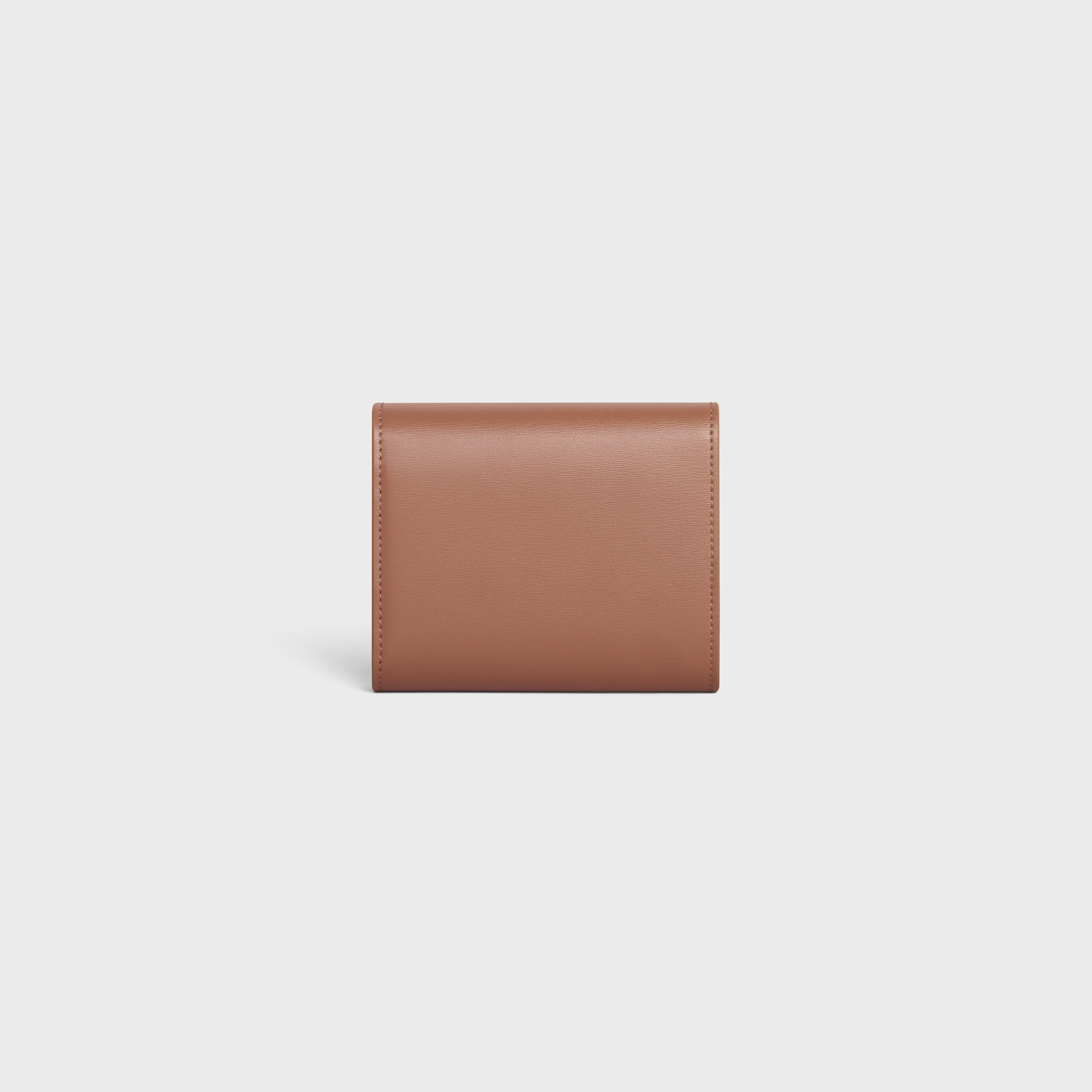 Replicate SMALL FLAP WALLER TRIOMPHE IN SHINY CALFSKIN BRONZE(1:1 replica)
