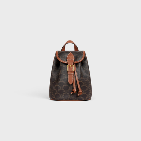 Replicate MINI BACKPACK FOLCO IN TRIOMPHE CANVAS AND CALFSKIN TAN(1:1 replica)