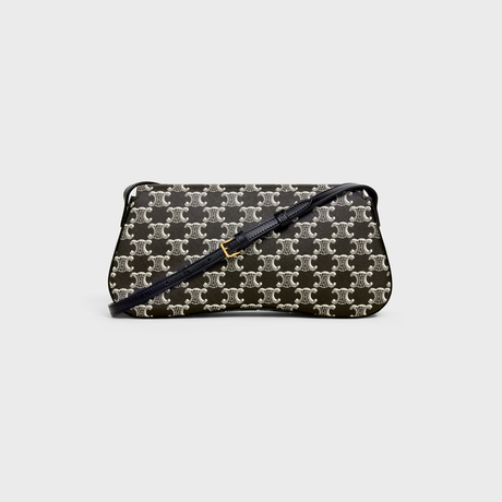 Replicate MEDIUM CELINE LOLA BAG IN TRIOMPHE CANVAS TWO-TONE BLACK(1:1 replica)