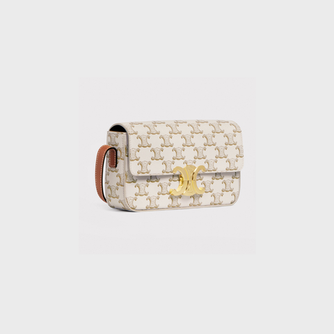 Replicate SHOULDER BAG CLAUDE IN TRIOMPHE CANVAS AND CALFSKIN WHITE(1:1 replica)