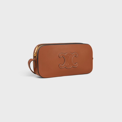 Replicate MINI CAMERA SHOULDER BAG CUIR TRIOMPHE IN SMOOTH CALFSKIN TAN(1:1 replica)