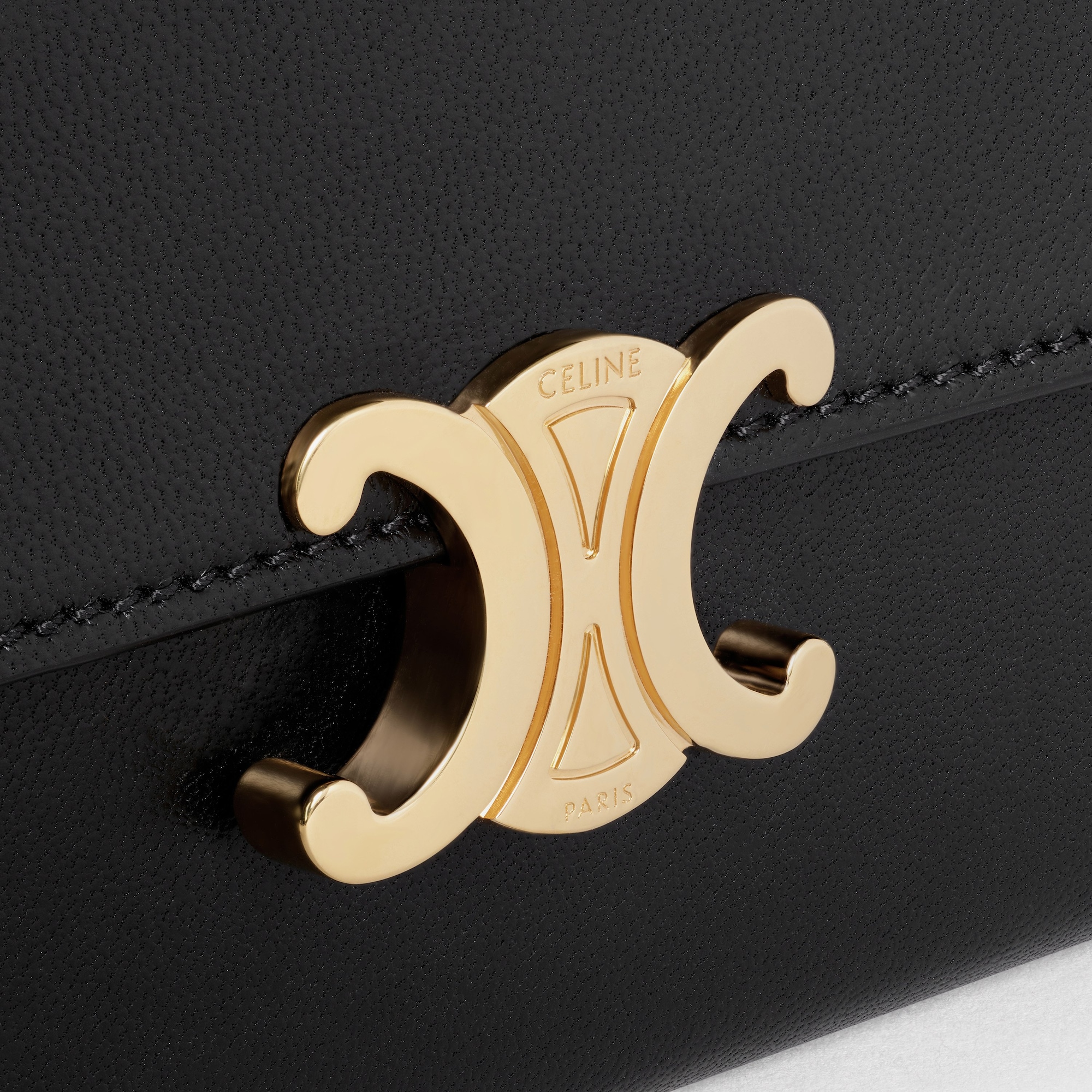 Replicate LARGE WALLET TRIOMPHE IN SHINY CALFSKIN BLACK(1:1 replica)