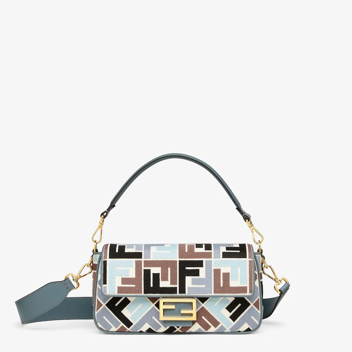 Replicate Baguette Canvas Bag With Multicolor FF Embroidery(1:1 replica)