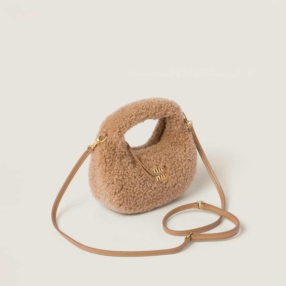 Replicate Wander shearling hobo bag with leather details(1:1 replica)