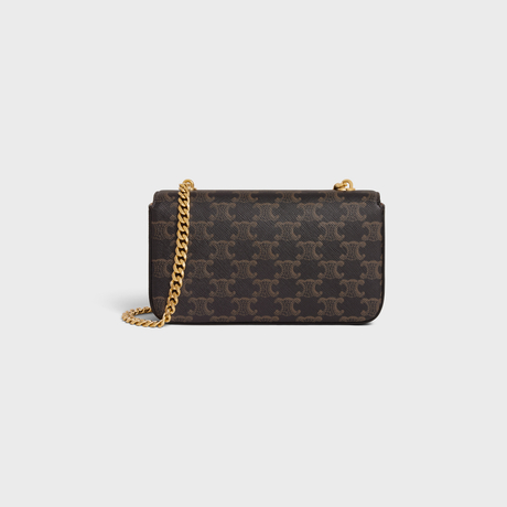 Replicate CHAIN SHOULDER BAG CLAUDE IN TRIOMPHE CANVAS TAN(1:1 replica)