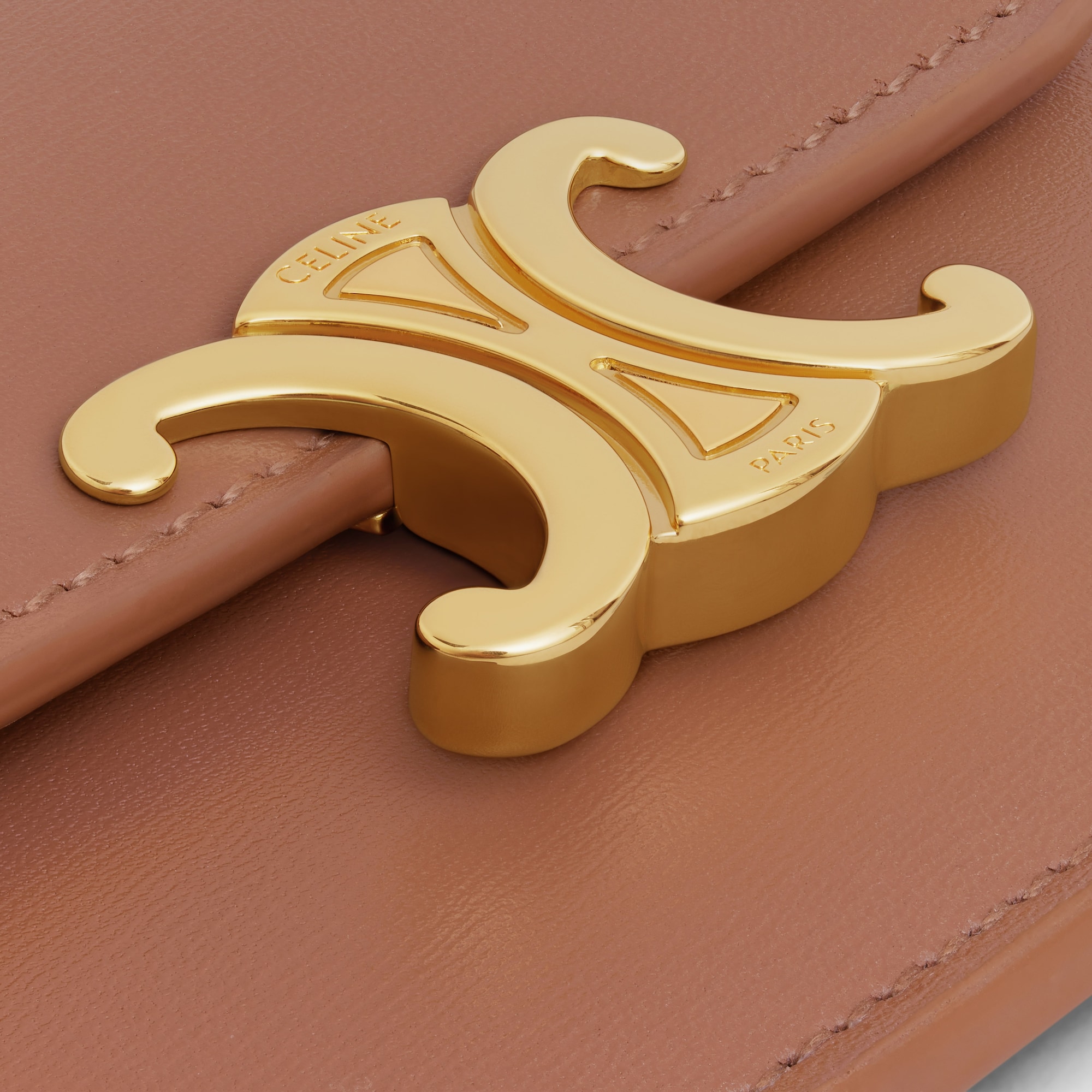 Replicate CARD HOLDER WITH FLAP TRIOMPHE IN SHINY CALFSKIN BRONZE(1:1 replica)