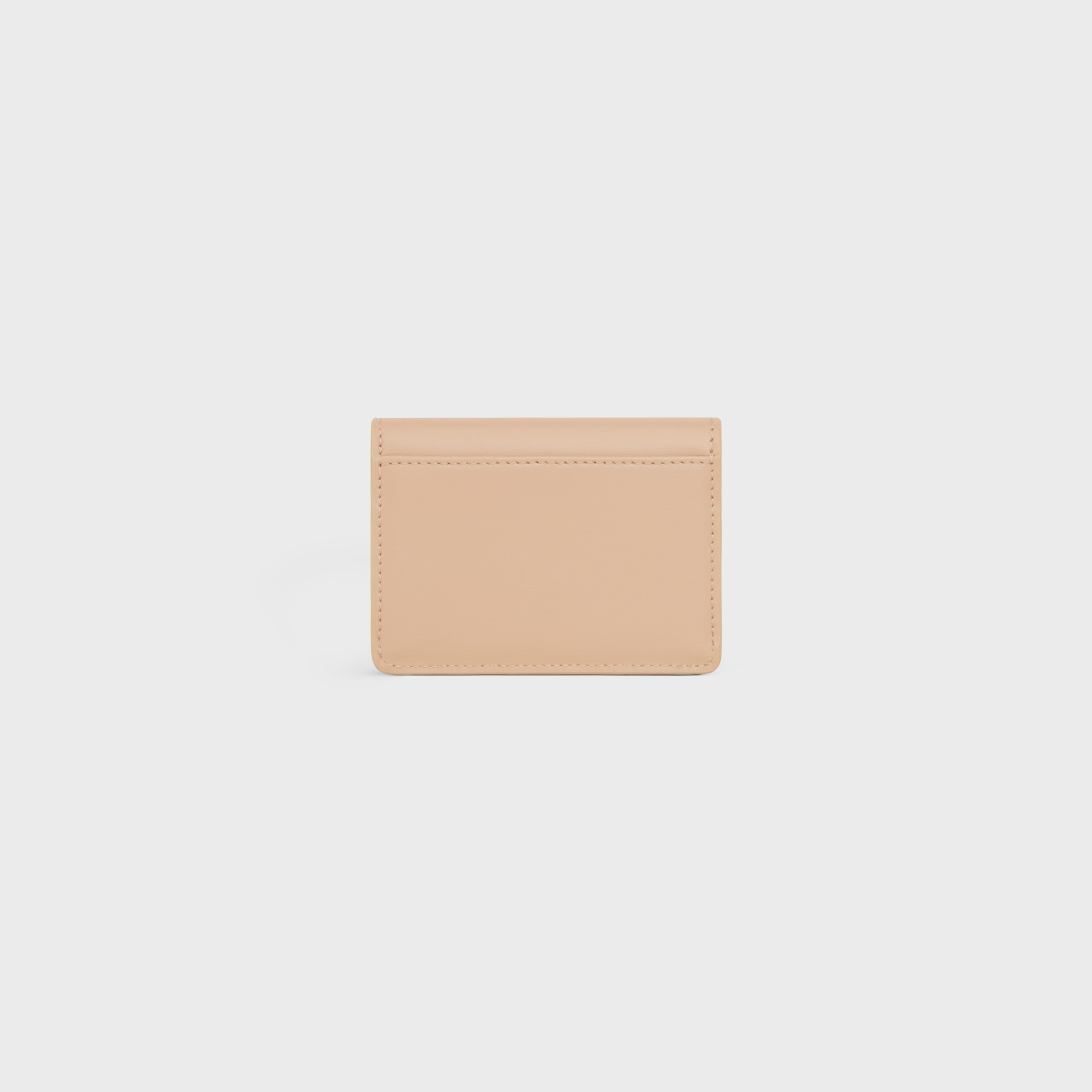 Replicate CARD HOLDER WITH FLAP TRIOMPHE IN SHINY CALFSKIN OAT BEIGE(1:1 replica)