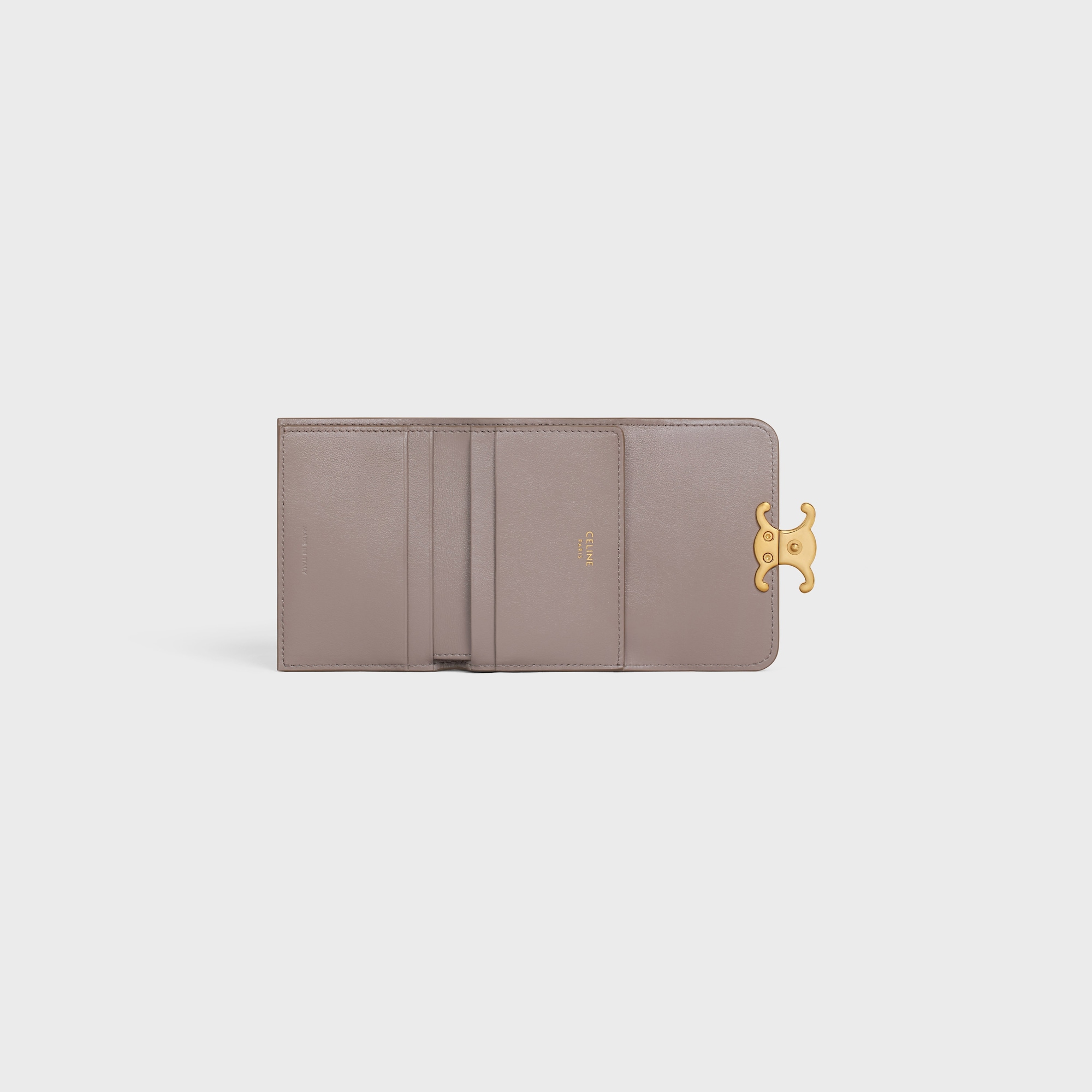 Replicate COMPACT WALLET WITH COIN TRIOMPHE IN SHINY CALFSKIN PEBBLE(1:1 replica)