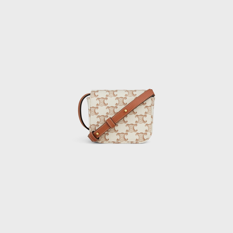 Replicate MINI CLAUDE IN TEXTILE WITH TRIOMPHE PRINT AND CALFSKIN WHITE(1:1 replica)