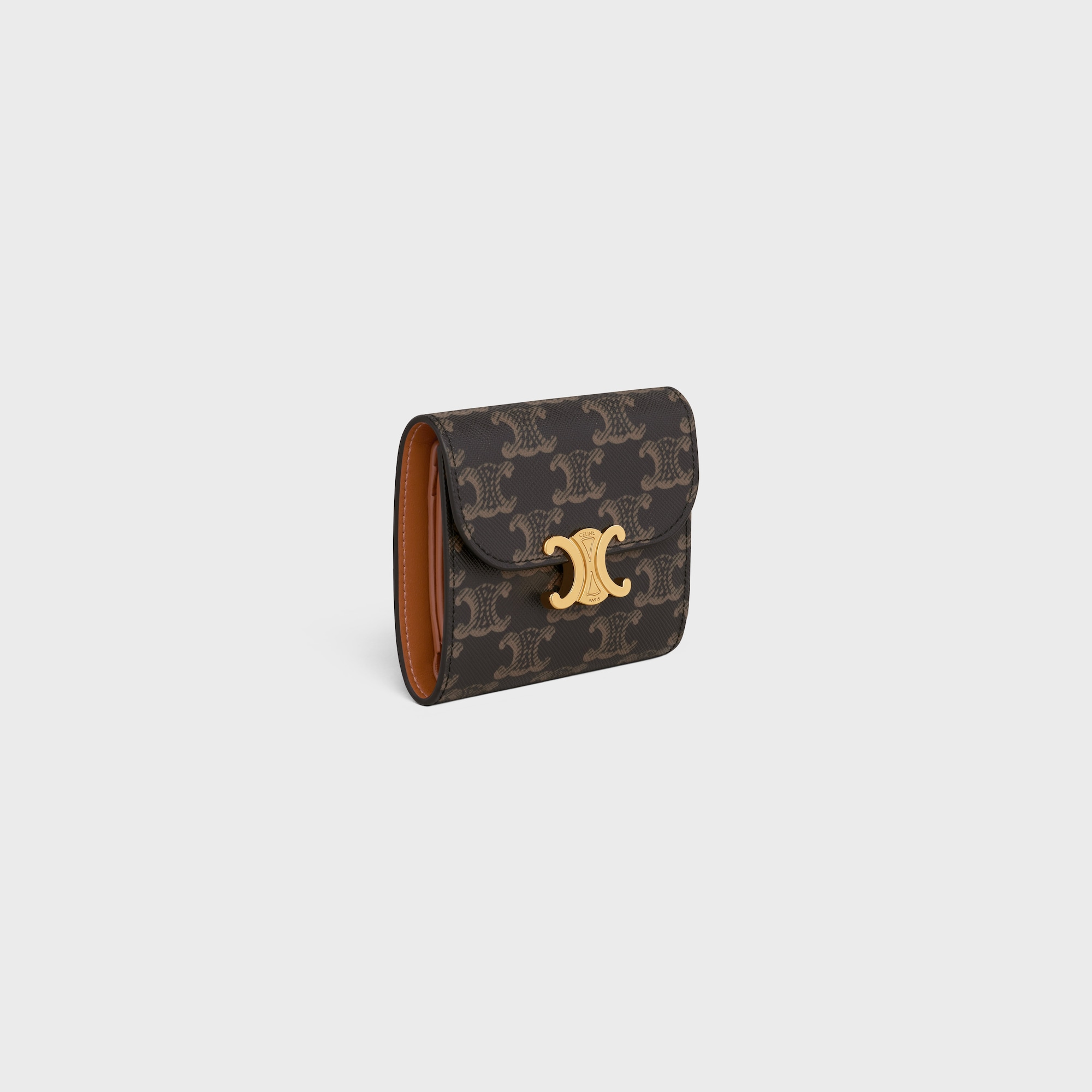 Replicate SMALL FLAP WALLET TRIOMPHE IN TRIOMPHE CANVAS TAN(1:1 replica)