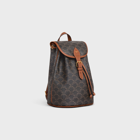 Replicate MEDIUM BACKPACK FOLCO IN TRIOMPHE CANVAS AND CALFSKIN TAN(1:1 replica)