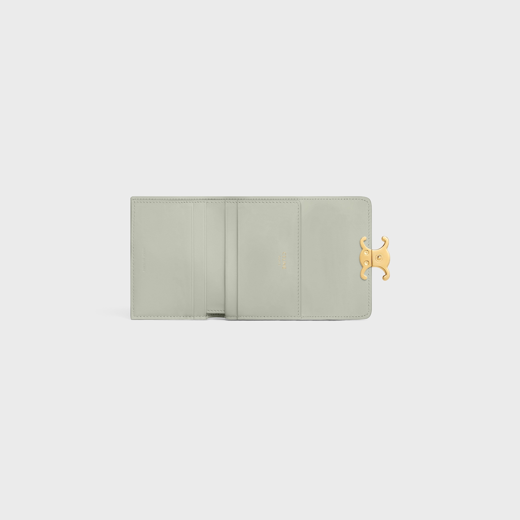 Replicate COMPACT WALLET WITH COIN TRIOMPHE IN SHINY CALFSKIN LIGHT CLAY(1:1 replica)