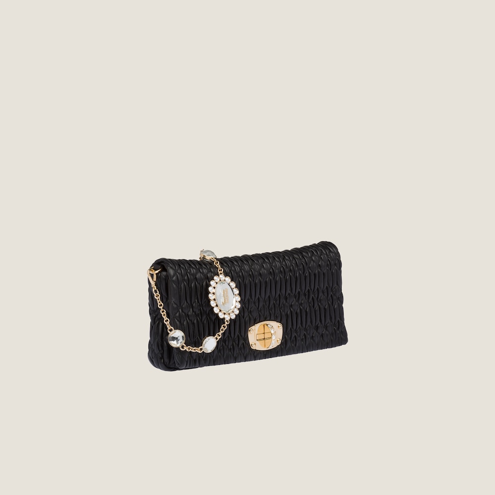 Replicate Miu Miu Iconic Crystal Cloqué Nappa leather bag(1:1 replica)