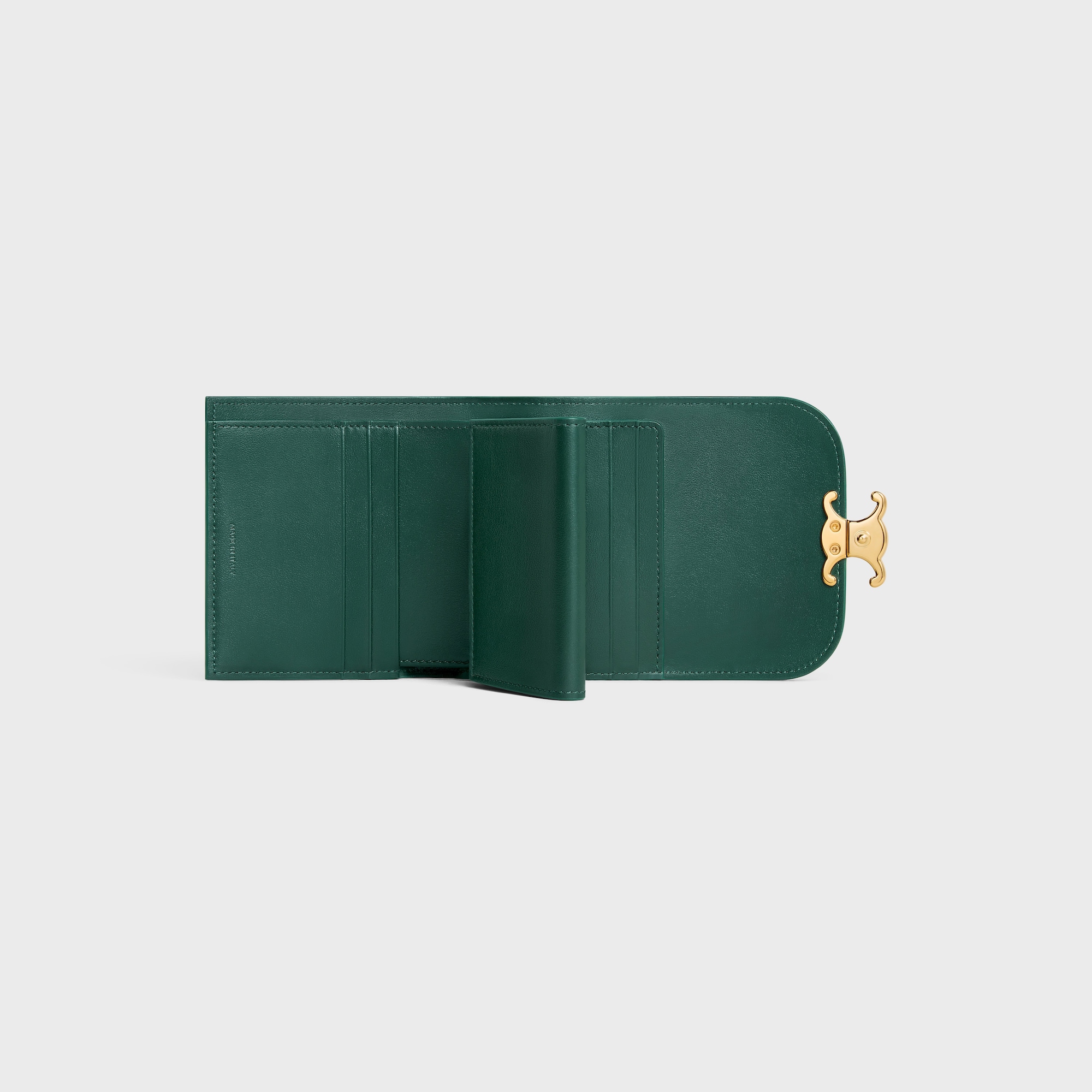 Replicate SMALL FLAP WALLER TRIOMPHE IN SHINY CALFSKIN AMAZONE(1:1 replica)