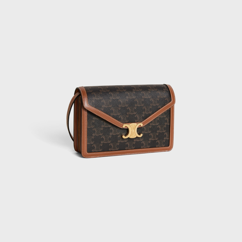 Replicate ENVELOPPE BAG IN TRIOMPHE CANVAS AND CALFSKIN TAN(1:1 replica)