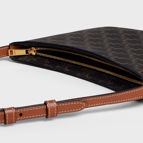 Replicate MEDIUM CELINE CROQUE BAG IN TRIOMPHE CANVAS AND CALFSKIN TAN(1:1 replica)