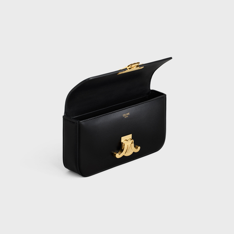 Replicate CHAIN SHOULDER BAG CLAUDE IN SHINY CALFSKIN BLACK(1:1 replica)