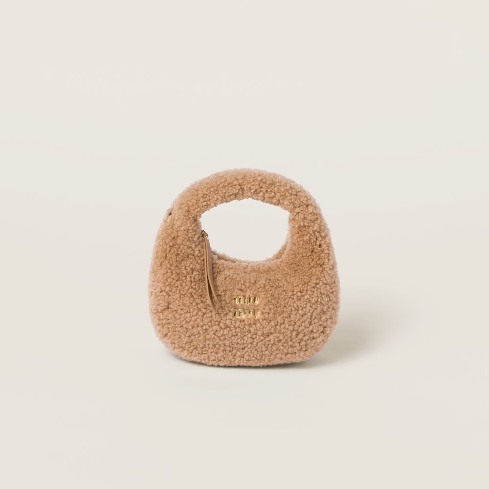 Replicate Wander shearling hobo bag with leather details(1:1 replica)