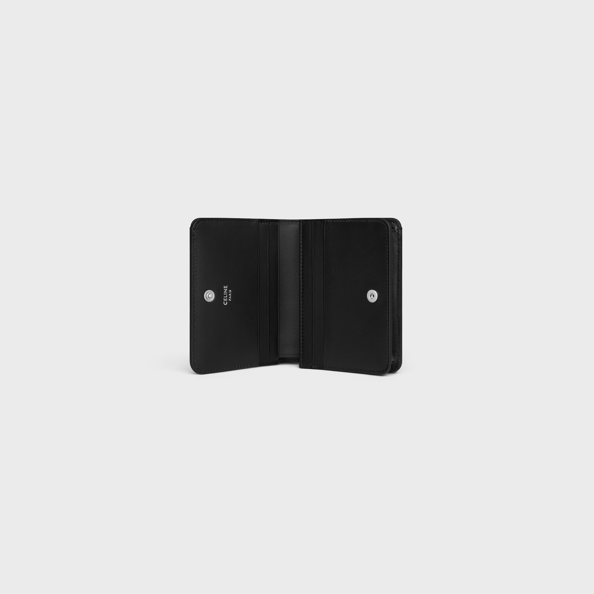 Replicate TRIOMPHE COMPACT WALLET IN SHINY CALFSKIN BLACK(1:1 replica)