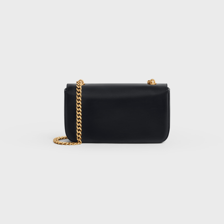 Replicate CHAIN SHOULDER BAG CUIR TRIOMPHE IN SHINY CALFSKIN BLACK(1:1 replica)