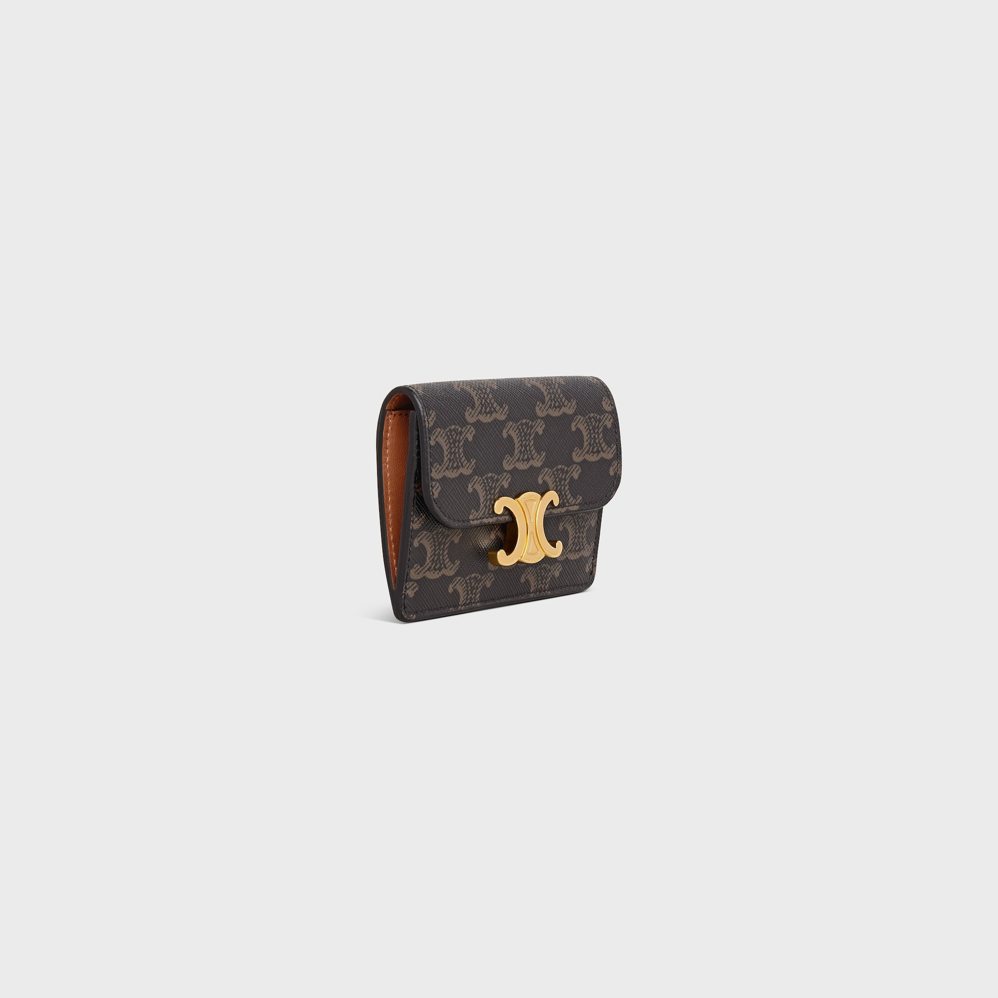 Replicate CARD HOLDER WITH FLAP TRIOMPHE IN TRIOMPHE CANVAS TAN(1:1 replica)