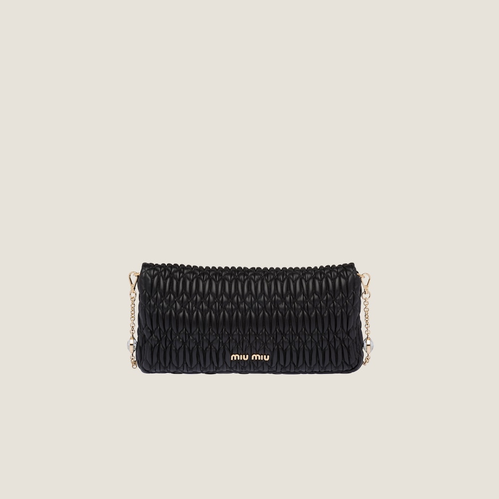 Replicate Miu Miu Iconic Crystal Cloqué Nappa leather bag(1:1 replica)