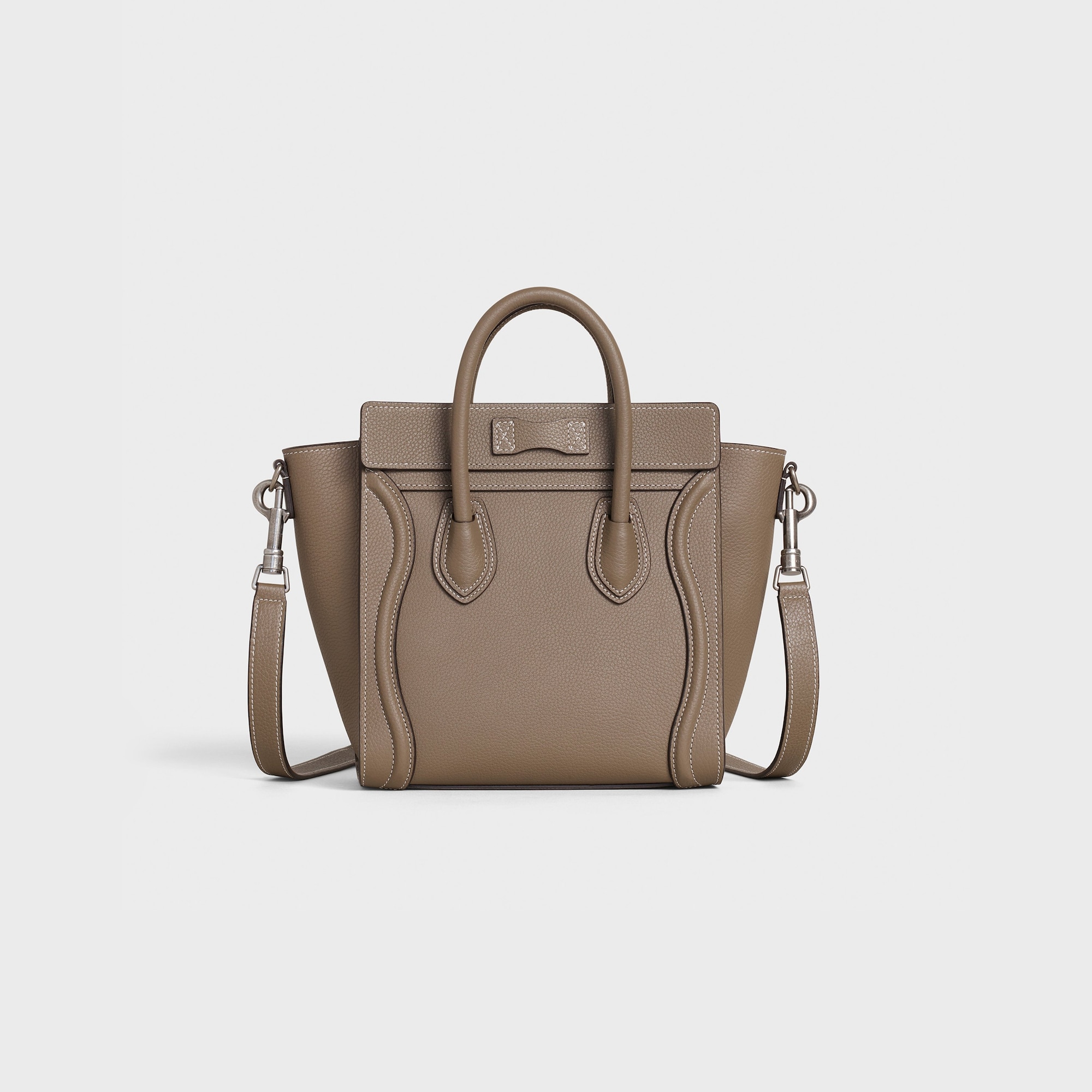 Replicate NANO LUGGAGE BAG IN BABY DRUNMED CALFSKIN SOURIS(1:1 replica)