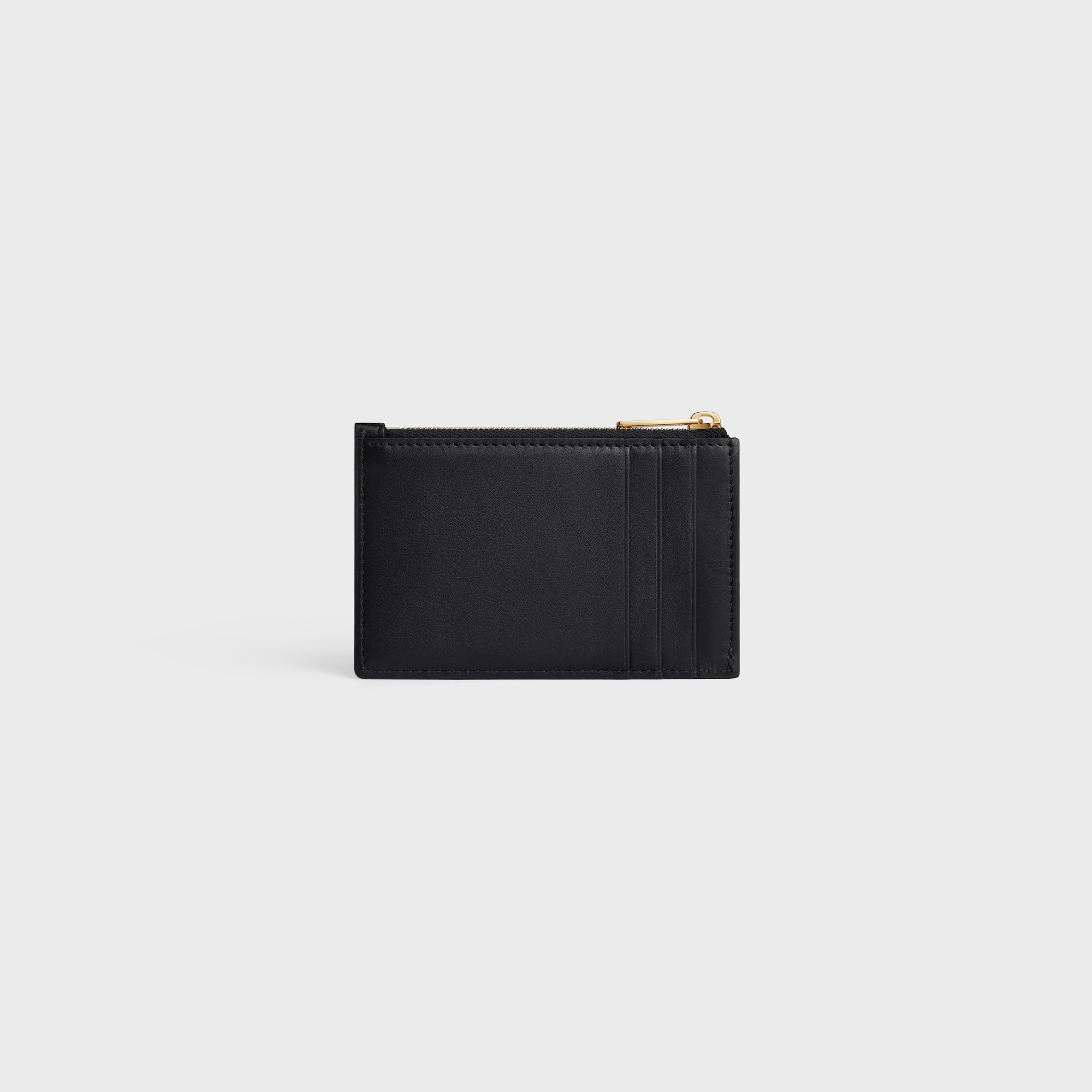 Replicate ZIPPED CARD HOLDER CUIR TRIOMPHE IN SHINY CALFSKIN BLACK(1:1 replica)