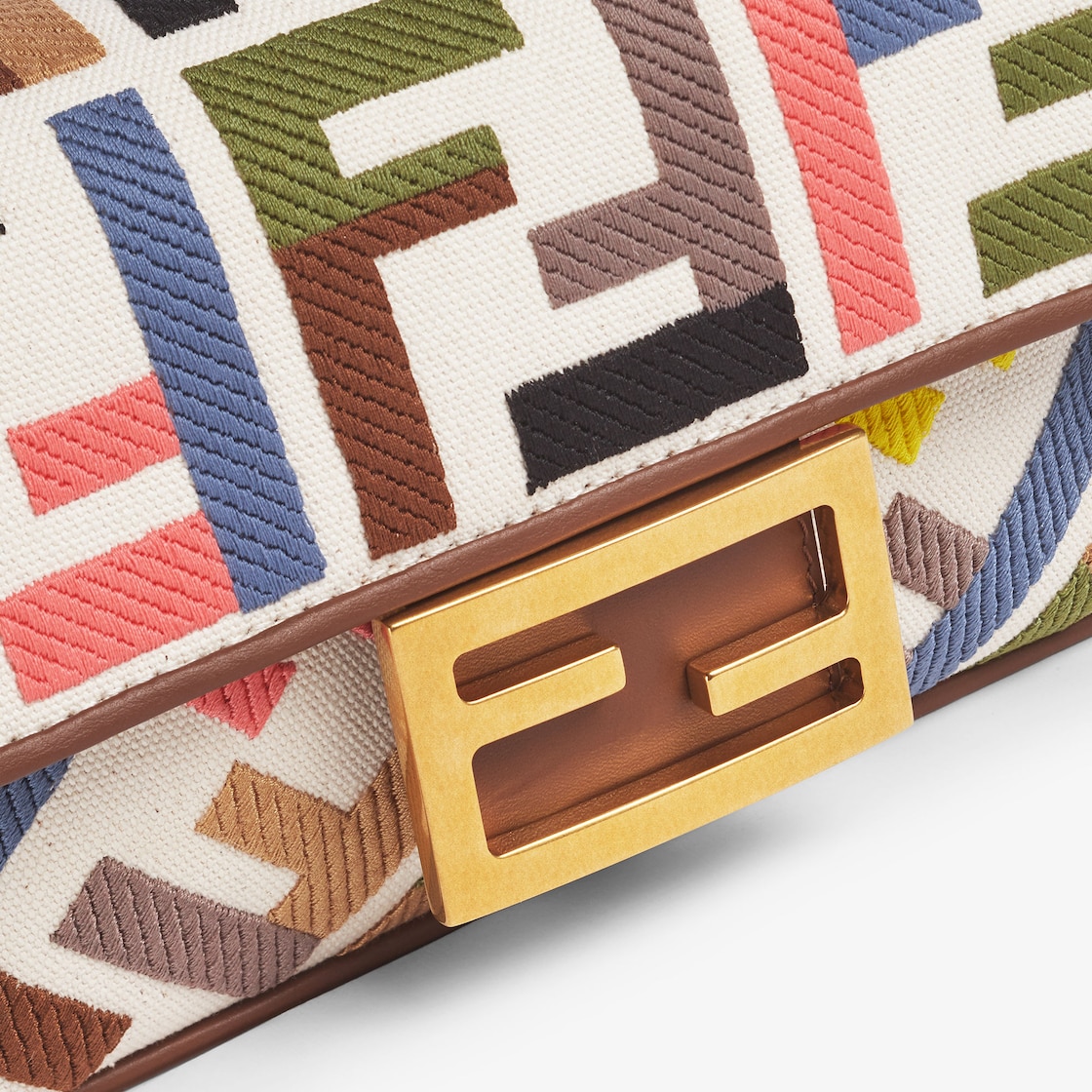 Replicate Baguette Mini Canvas Bag With Multicolor FF Embroidery(1:1 replica)