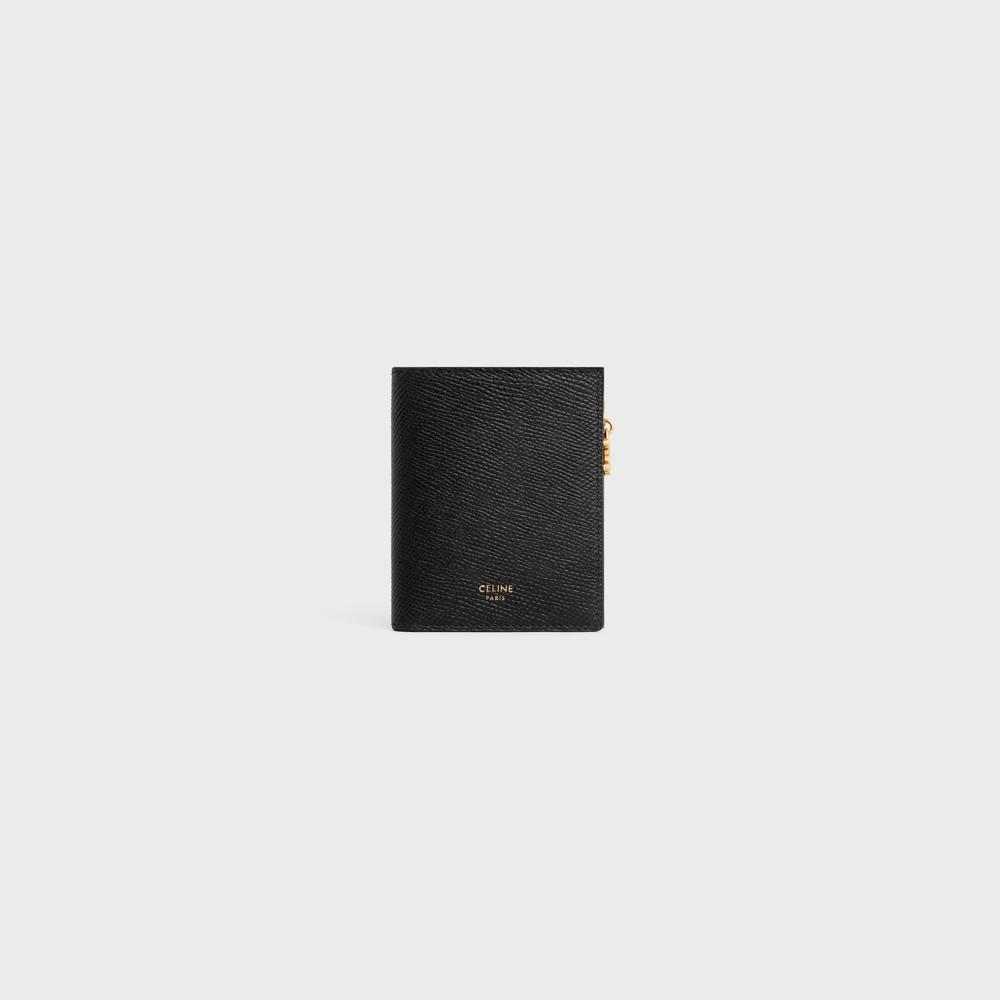 Replicate COMPACT WALLET TRIOMPHE CHARMS IN GRAINED CALFSKIN BLACK(1:1 replica)