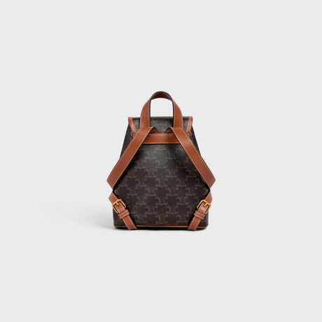 Replicate MINI BACKPACK FOLCO IN TRIOMPHE CANVAS AND CALFSKIN TAN(1:1 replica)