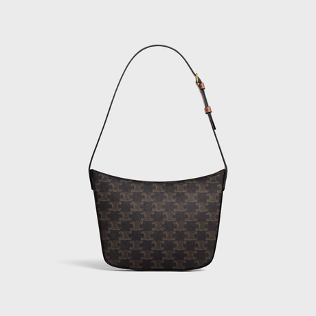 Replicate MEDIUM CELINE CROQUE BAG IN TRIOMPHE CANVAS AND CALFSKIN TAN(1:1 replica)