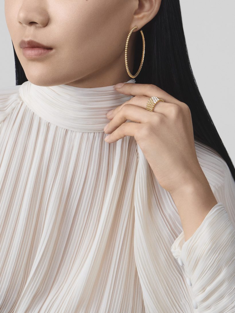 Replicate Perlée pearls of gold hoop earrings, large model(1:1 replica)