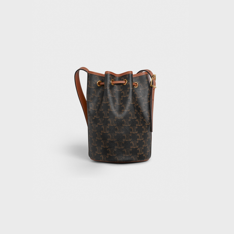 Replicate SMALL DRAWSTRING BAG IN TRIOMPHE CANVAS AND CALFSKIN TAN(1:1 replica)