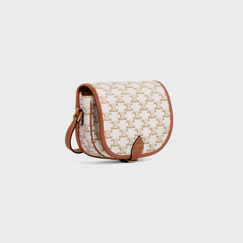 Replicate MEDIUM FOLCO BAG IN TRIOMPHE CANVAS AND CALFSKIN WHITE(1:1 replica)