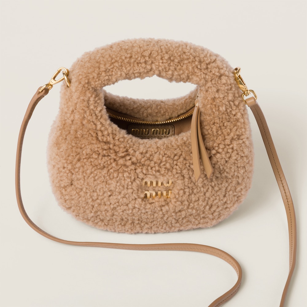 Replicate Wander shearling hobo bag with leather details(1:1 replica)