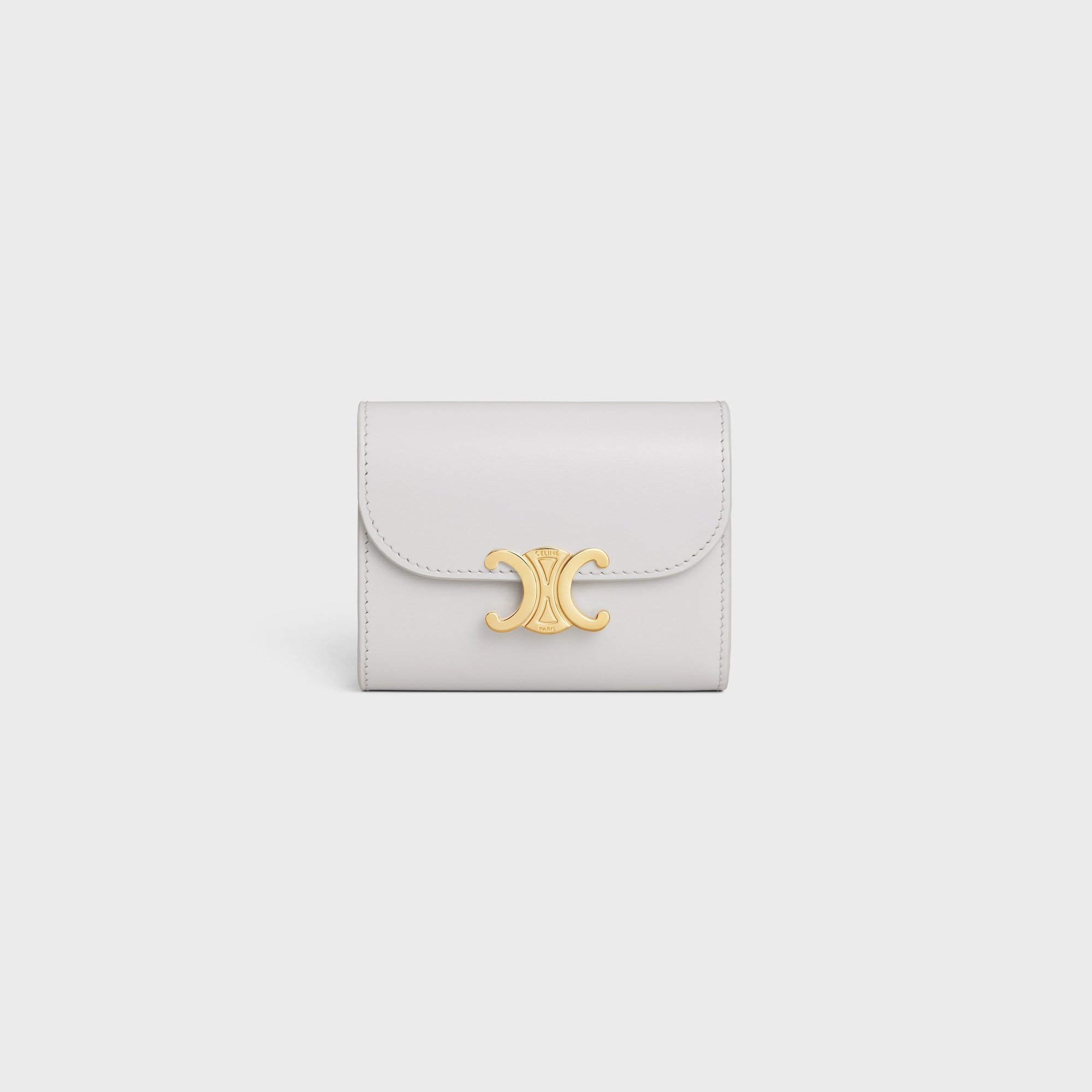 Replicate SMALL FLAP WALLER TRIOMPHE IN SHINY CALFSKIN CLOUDY GREY(1:1 replica)