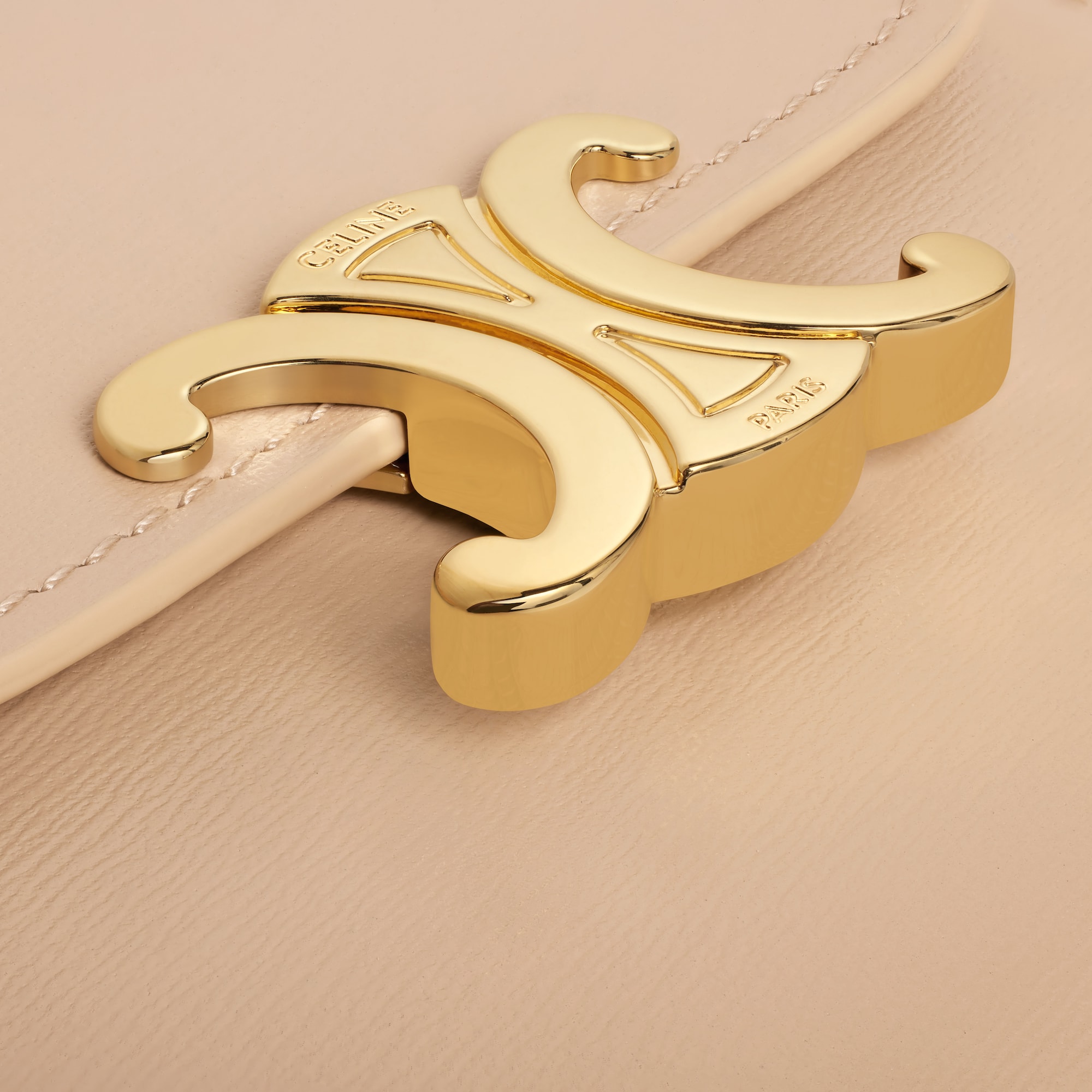 Replicate SMALL FLAP WALLER TRIOMPHE IN SHINY CALFSKIN OAT BEIGE(1:1 replica)