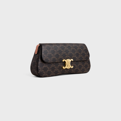 Replicate MEDIUM CELINE LOLA BAG IN TRIOMPHE CANVAS AND CALFSKIN TAN(1:1 replica)