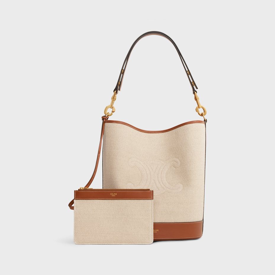 Replicate SAILOR BUCKET CUIR TRIOMPHE IN TEXTILE AND CALFSKIN NATURAL / TAN(1:1 replica)