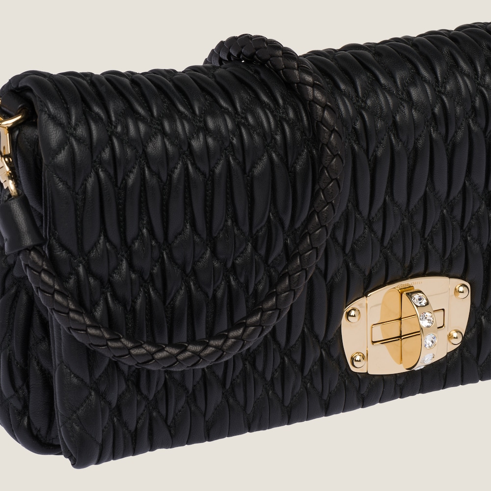 Replicate Miu Miu Iconic Crystal Cloqué Nappa leather bag(1:1 replica)