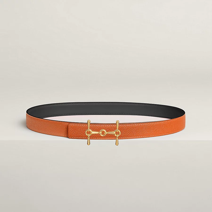 Replicate H Equestre belt buckle Reversible leather strap 24 mm(1:1 replica)