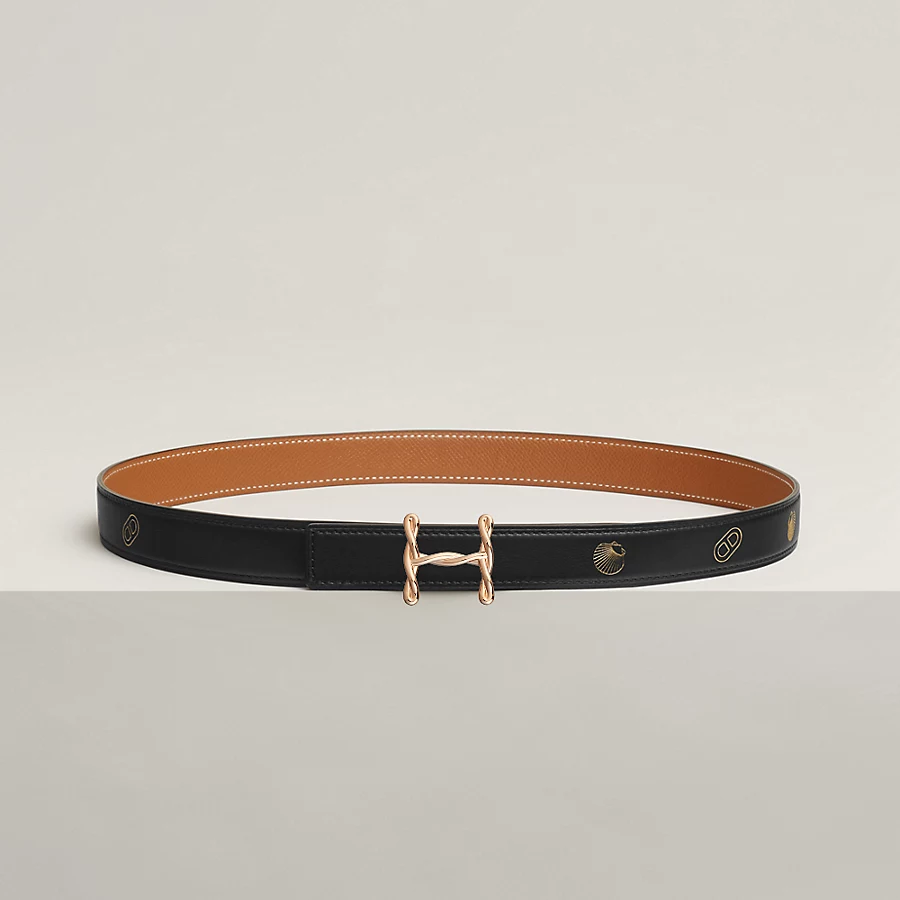 Replicate H Torsade belt buckle Hermès sur Mer reversible leather strap 24 mm(1:1 replica)